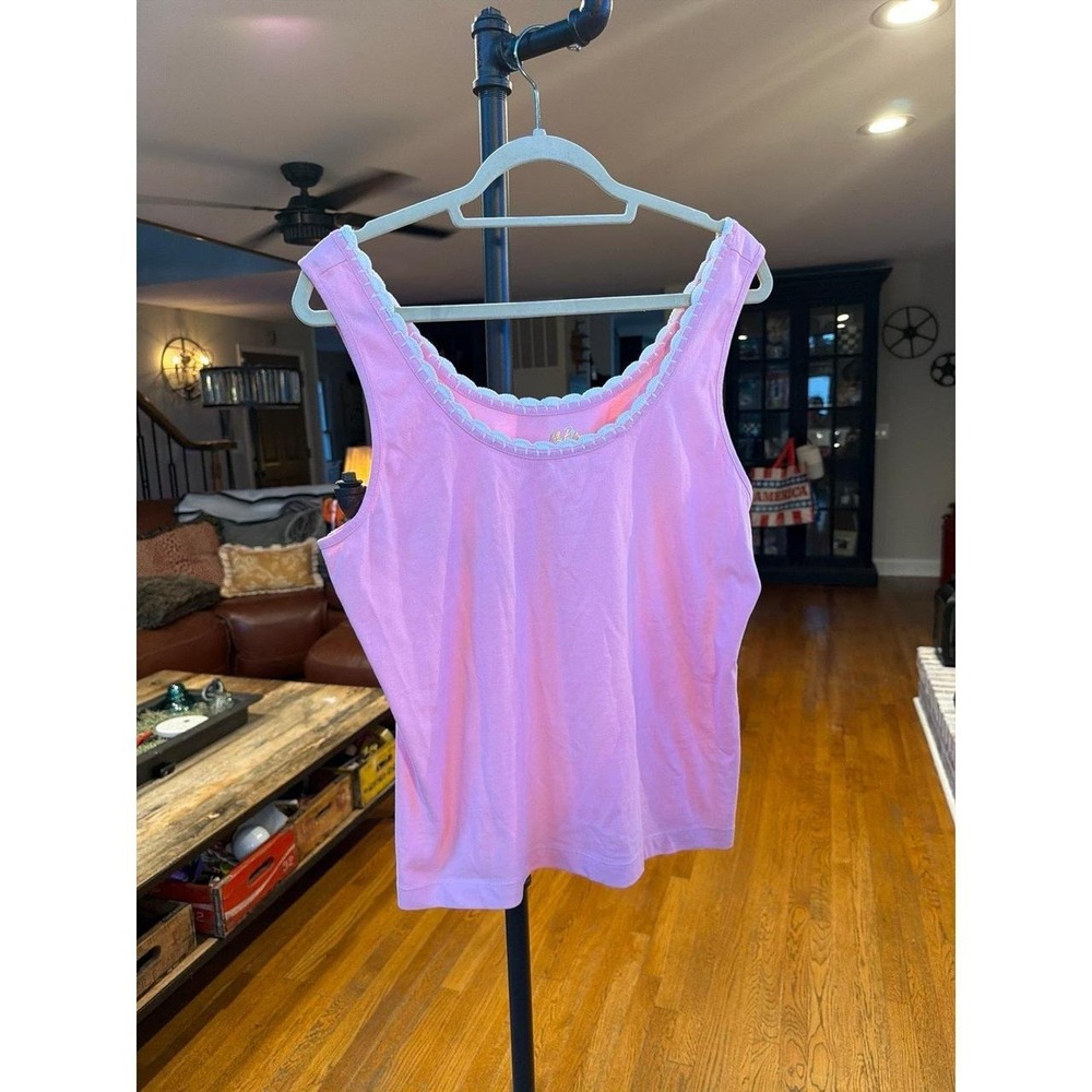 Lilly‎ Pulitzer Gabbie Crochet Trimmed Knit Tank Top in Conch Shell Pink L